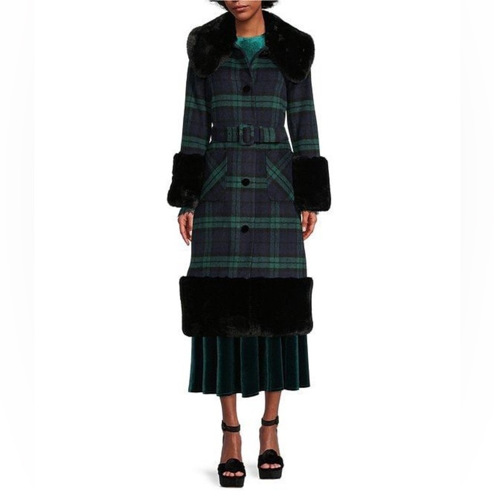 Nicola Bathie x Antonio Milani Avery Plaid Wool Coat size 8